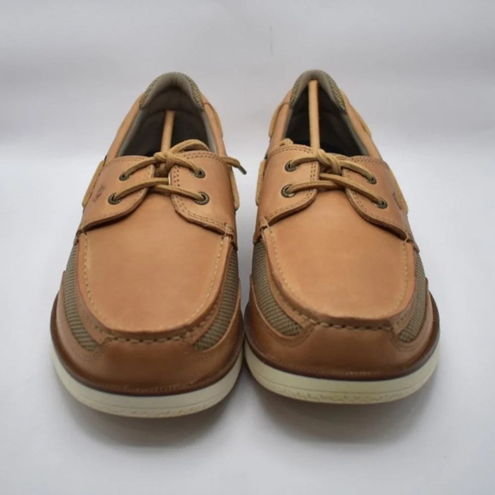 Sperry Top-Sider Surveyor 2-Eye Linen Leather Boat Shoes Size 13 Tan‎ STS22066